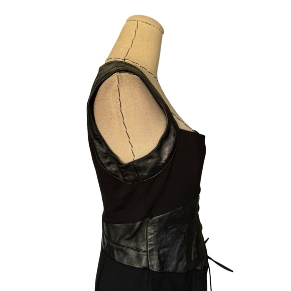 BEBE Y2K Black Leather Corset Dress Sz 10 Sexy Retro Milkmaid Goth - Picture 7 of 15